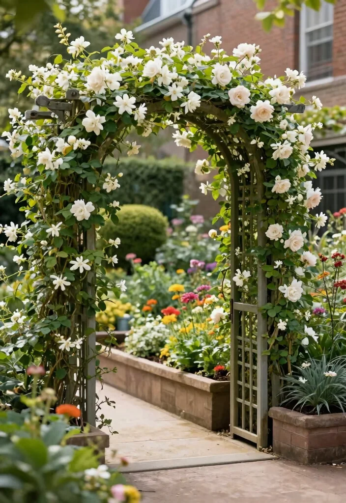14 Raised Garden Bed Trellis Ideas to Grow More in Less Space - 11. Trellis Arbors for Climbing Plants 1