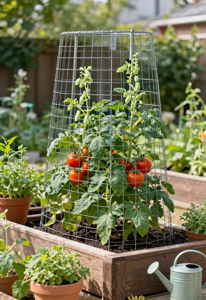 14 Raised Garden Bed Trellis Ideas to Grow More in Less Space - 4. Wire Mesh Trellis 1