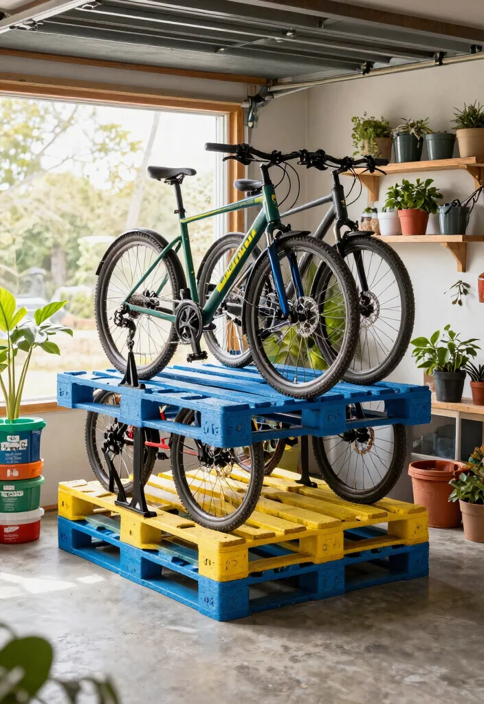 14 Small Space Bike Storage Ideas for Apartments and Tight Garages - 13. Adjustable Bike Pallet Racks 1