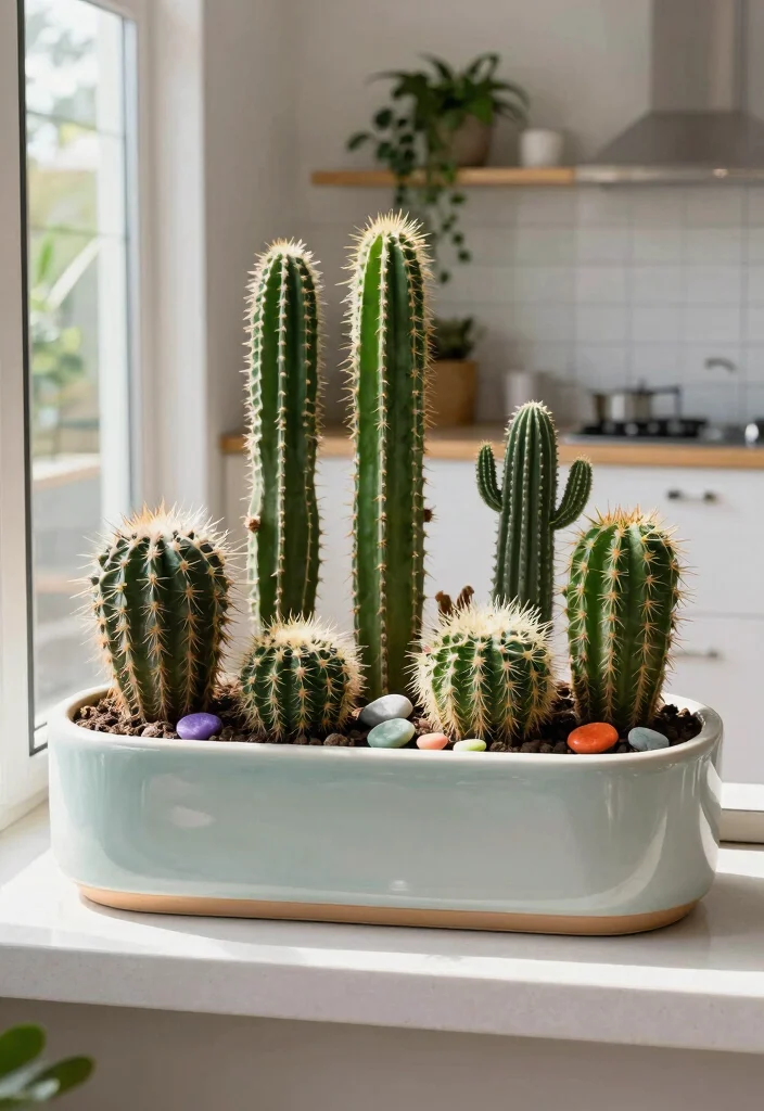 14 Window Flower Box Ideas for Full Sun With Low-Maintenance Plants - 10. Unique Cacti Collection 1