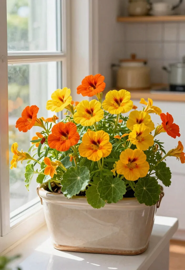 14 Window Flower Box Ideas for Full Sun With Low-Maintenance Plants - 13. Elegant Nasturtiums 1