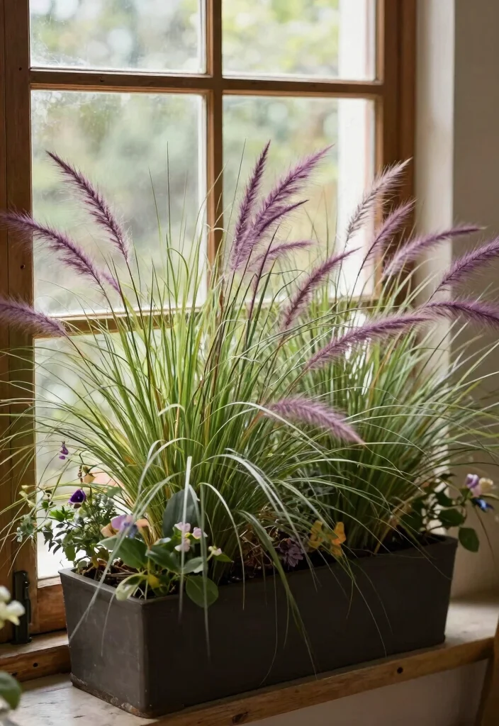 14 Window Flower Box Ideas for Full Sun With Low-Maintenance Plants - 5. Hardy Ornamental Grasses 1