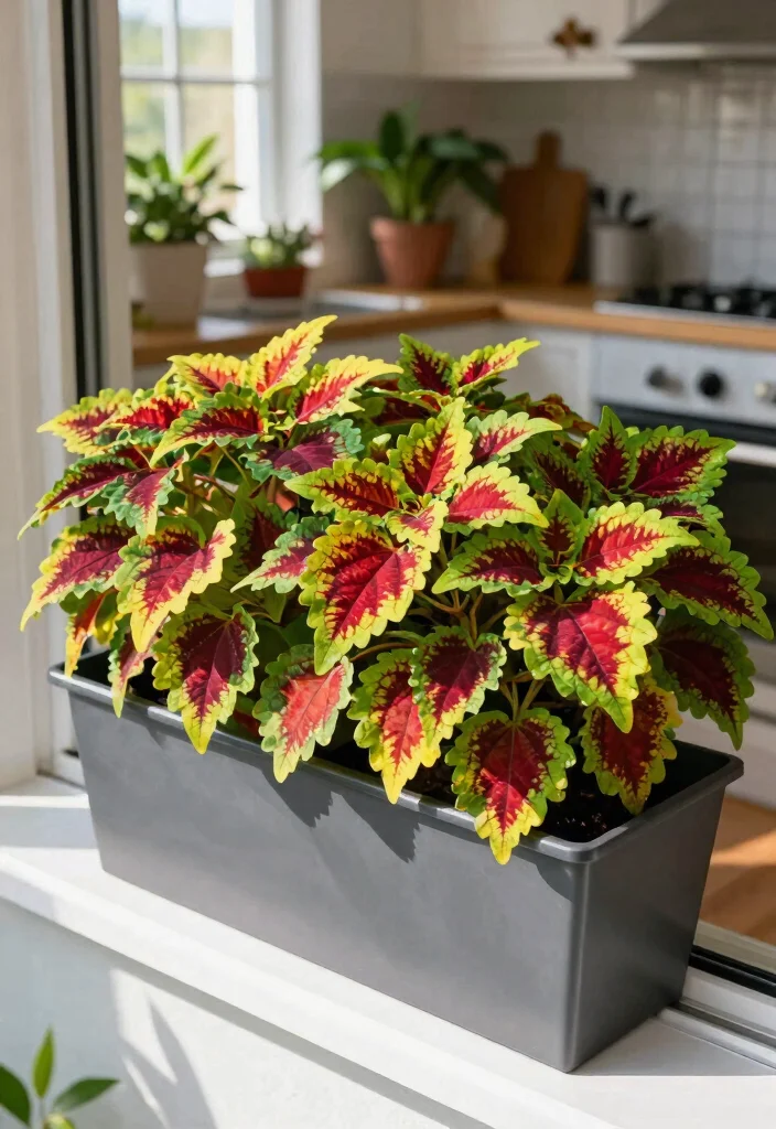14 Window Flower Box Ideas for Full Sun With Low-Maintenance Plants - 8. Striking Coleus 1