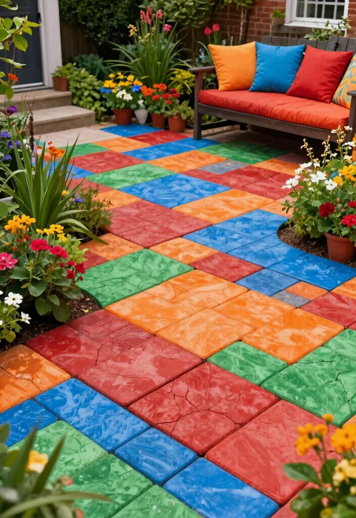 15 Backyard Paver Ideas for a Clean and Polished Outdoor Floor - 14. Creative Color Combinations 1