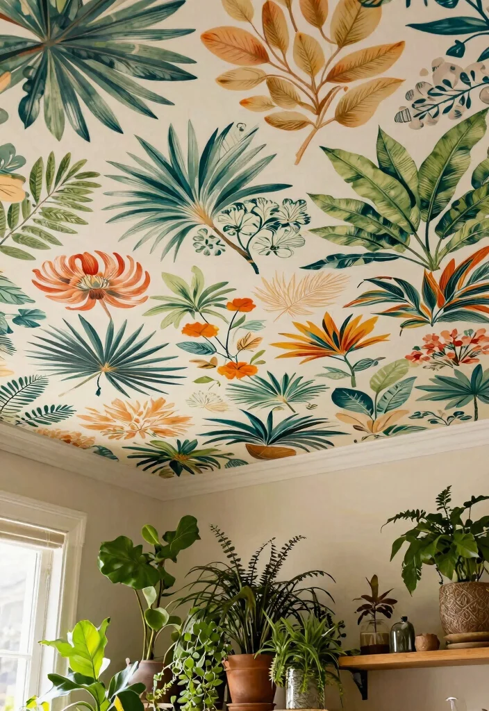 15 Ceiling Decoration Ideas That Transform a Plain Room Instantly - 15. Ceiling Wallpaper 1