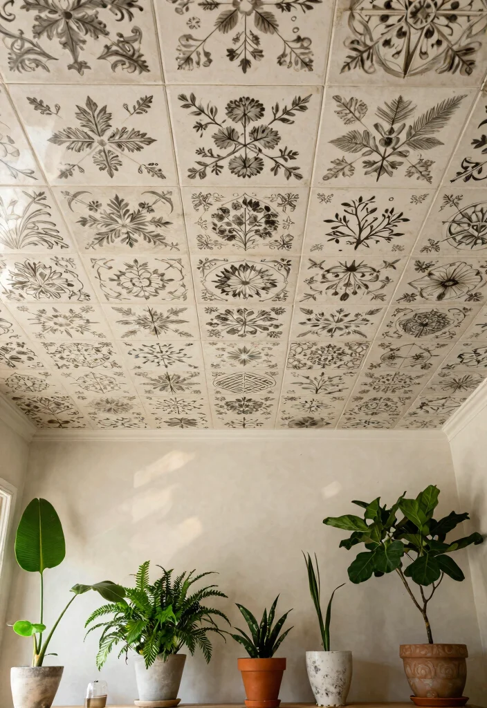 15 Ceiling Decoration Ideas That Transform a Plain Room Instantly - 7. Decorative Ceiling Tiles 1