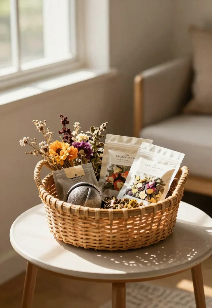 15 Gardening Gift Basket Ideas for the Plant Lover in Your Life - 10. Organic Tea and Botanical Basket 1