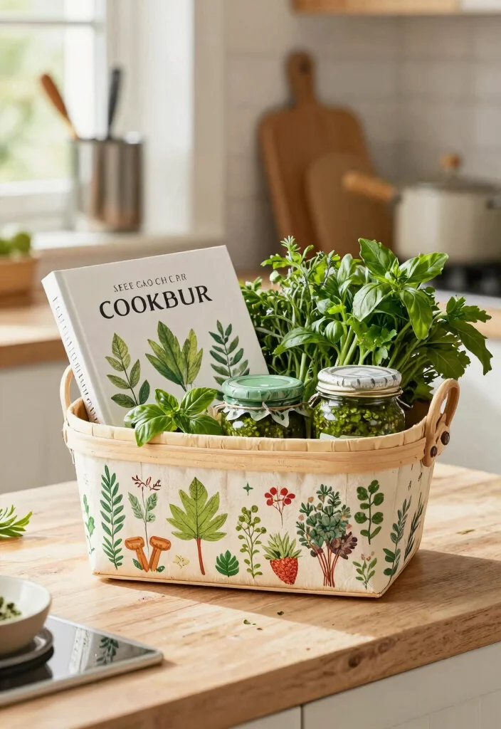 15 Gardening Gift Basket Ideas for the Plant Lover in Your Life - 12. Garden-Themed Cooking Basket 1