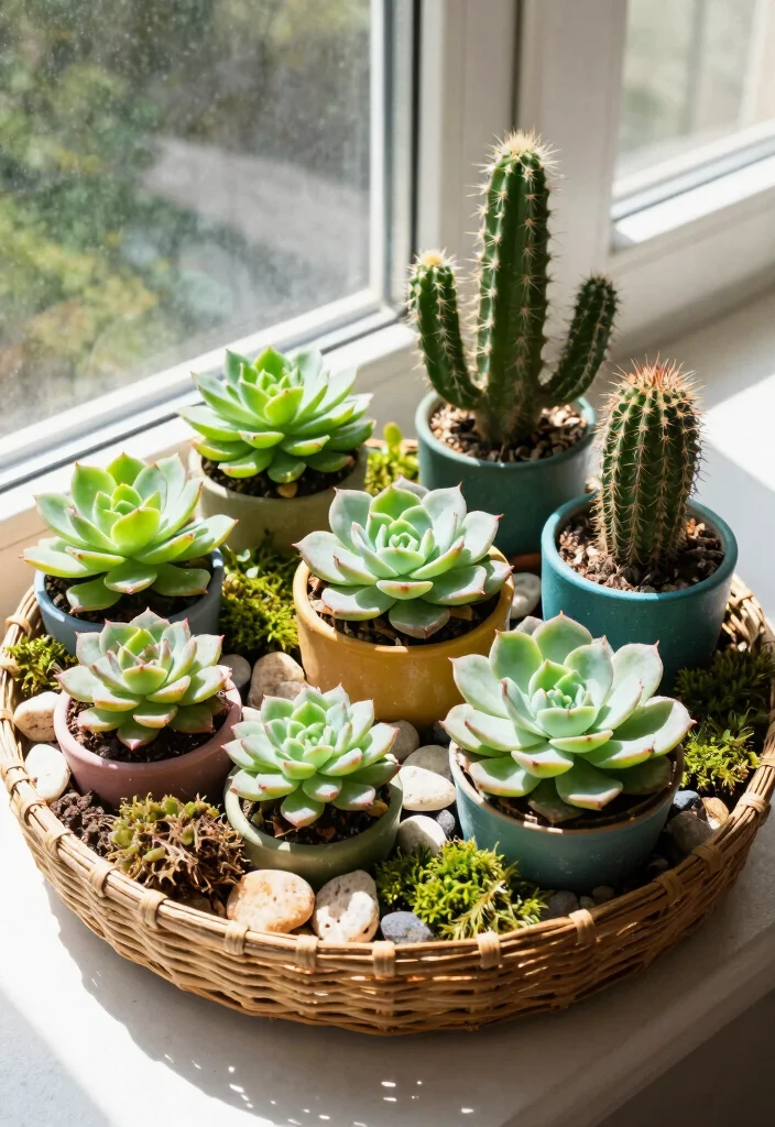 15 Gardening Gift Basket Ideas for the Plant Lover in Your Life - 3. Succulent and Cactus Garden Basket 1
