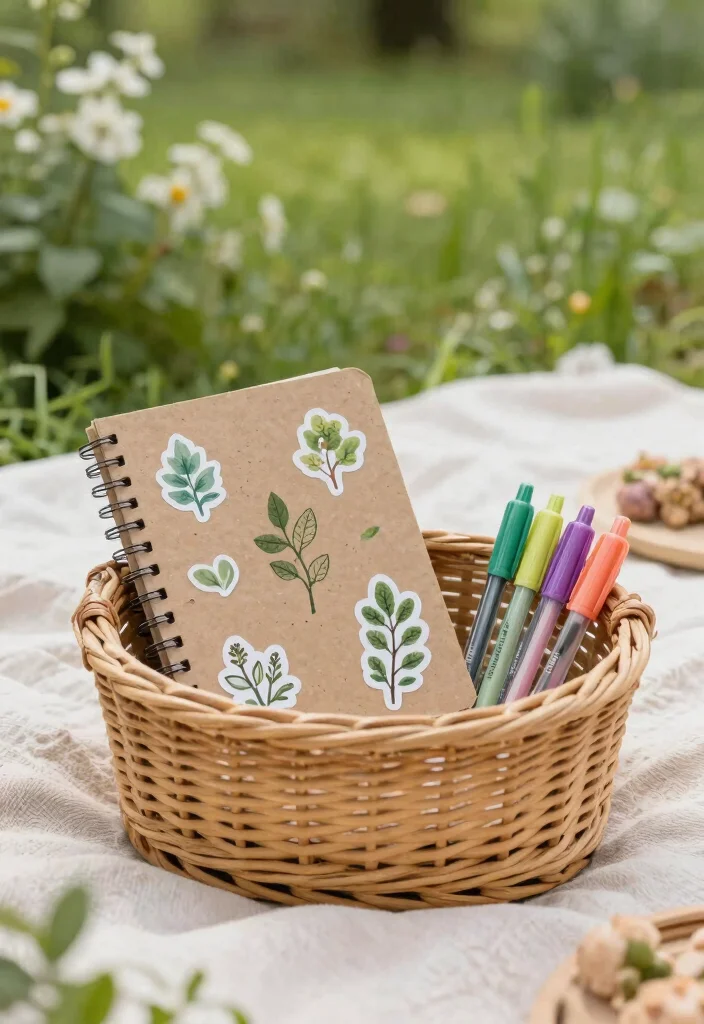 15 Gardening Gift Basket Ideas for the Plant Lover in Your Life - 7. Eco-Friendly Garden Journal Basket 1
