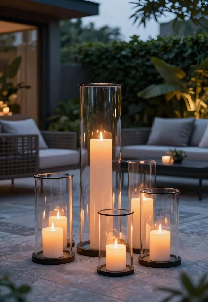 15 Outdoor Lantern Decor Ideas to Light Up Your Porch and Patio - 14. Glass Cylinder Lanterns 1