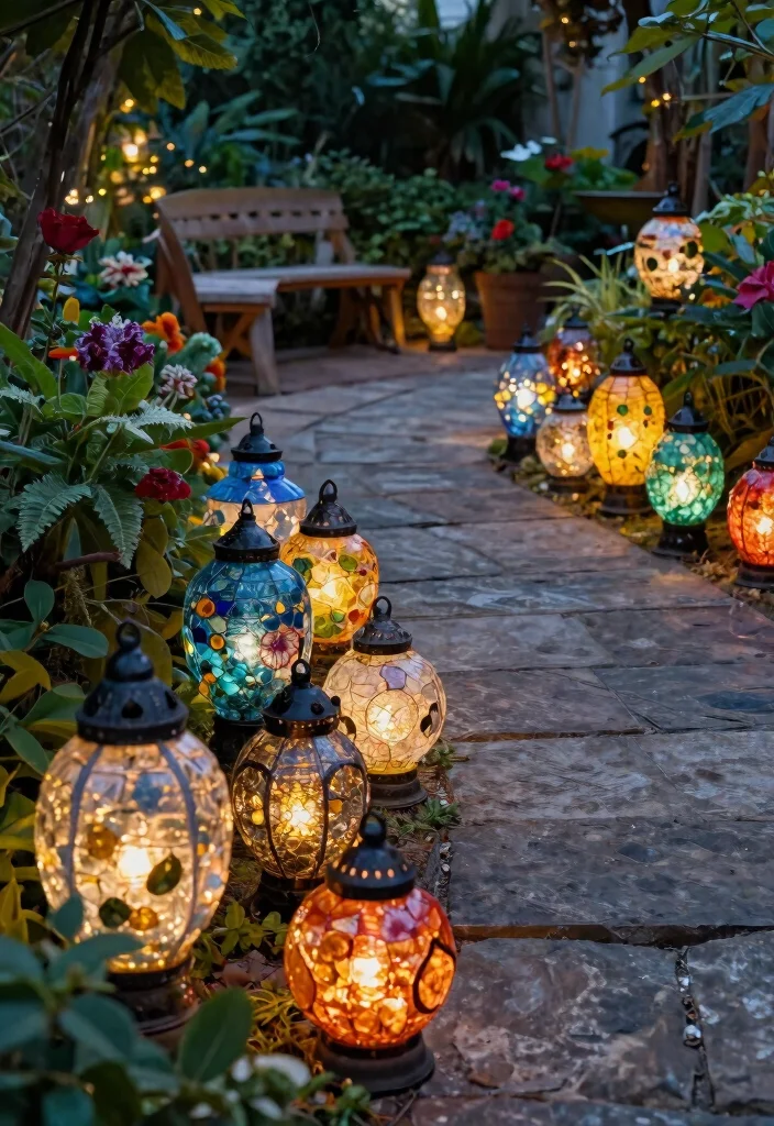 15 Outdoor Lantern Decor Ideas to Light Up Your Porch and Patio - 4. Recycled Glass Lanterns 1