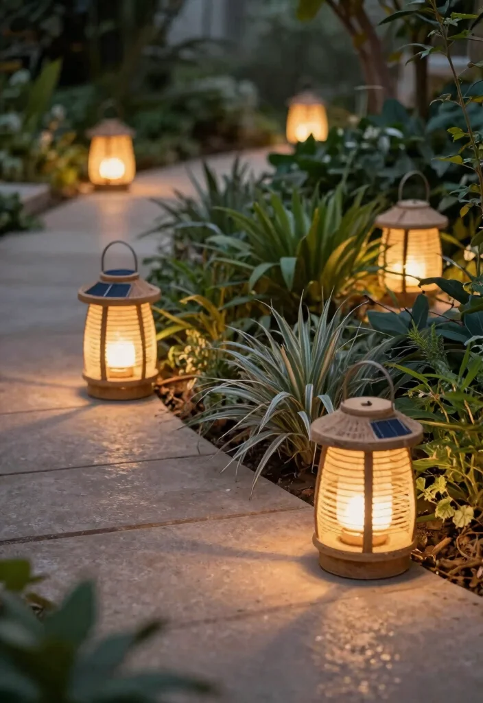 15 Outdoor Patio Lantern Ideas for Tables - 15. Eco-Friendly Lanterns on Sustainable Surfaces 1