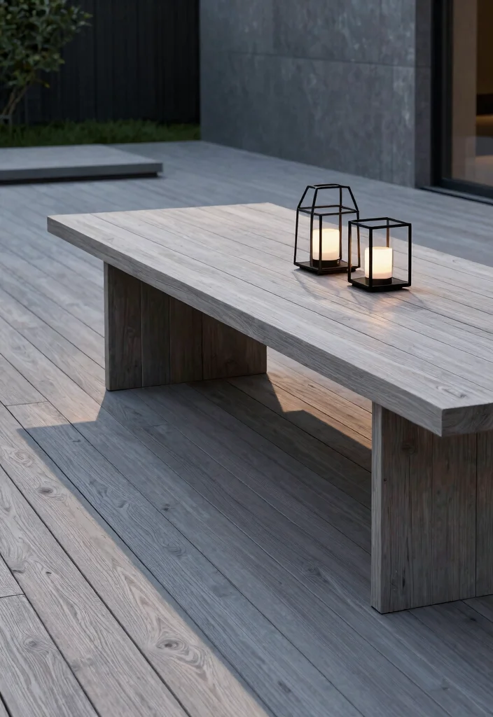 15 Outdoor Patio Lantern Ideas for Tables - 2. Modern Minimalist Lanterns on Sleek Composite Decking 1