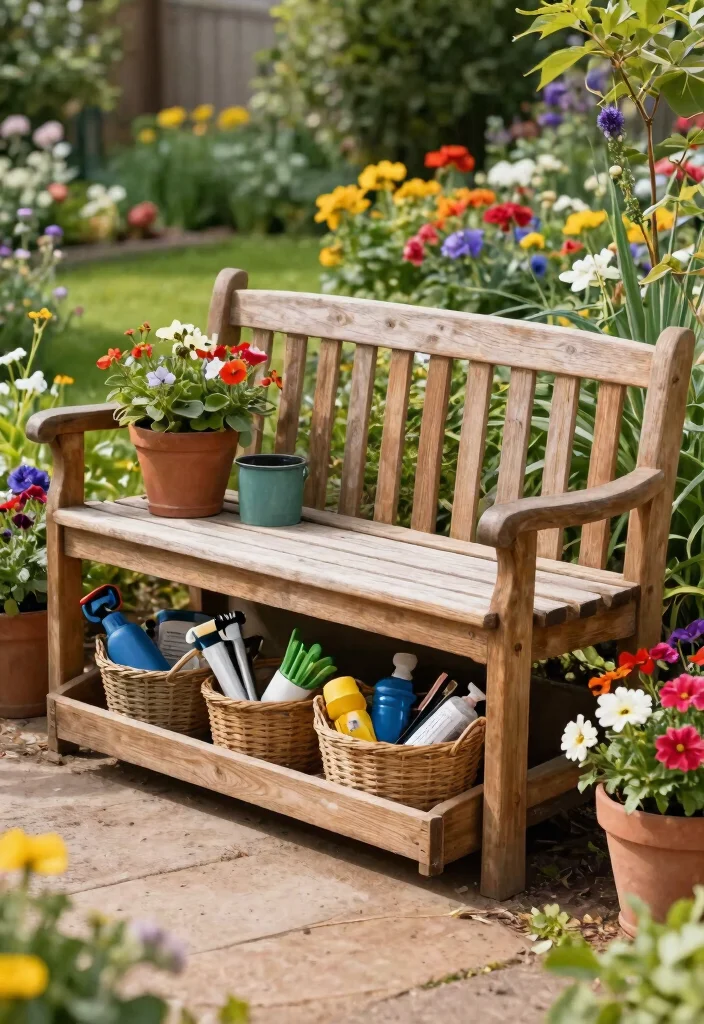 15 Outdoor Storage Ideas That Keep Your Backyard Neat and Organized - 10. Under-Bench Storage 1