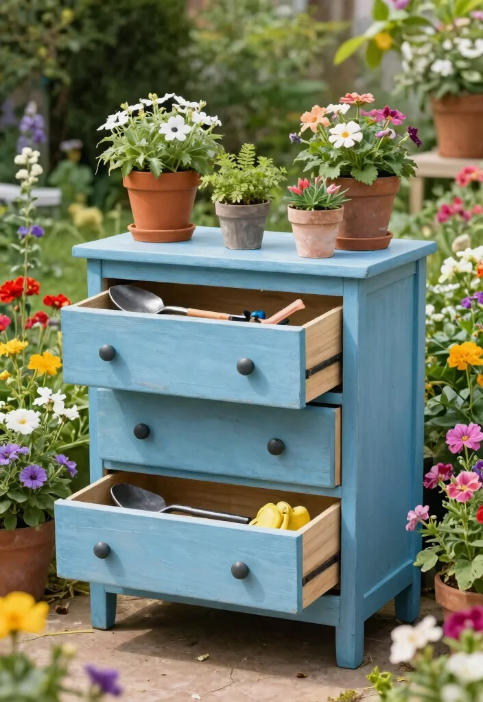 15 Outdoor Storage Ideas That Keep Your Backyard Neat and Organized - 12. Repurposed Furniture 1