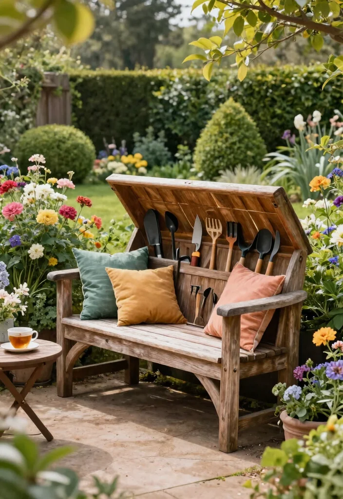 15 Outdoor Storage Ideas That Keep Your Backyard Neat and Organized - 2. Multi-Functional Outdoor Benches 1