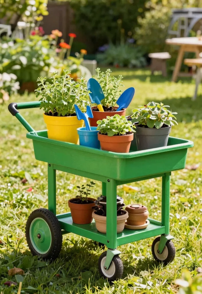 15 Outdoor Storage Ideas That Keep Your Backyard Neat and Organized - 4. Rolling Carts for Mobility 1