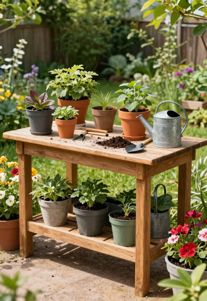 15 Outdoor Storage Ideas That Keep Your Backyard Neat and Organized - 7. Outdoor Potting Stations 1