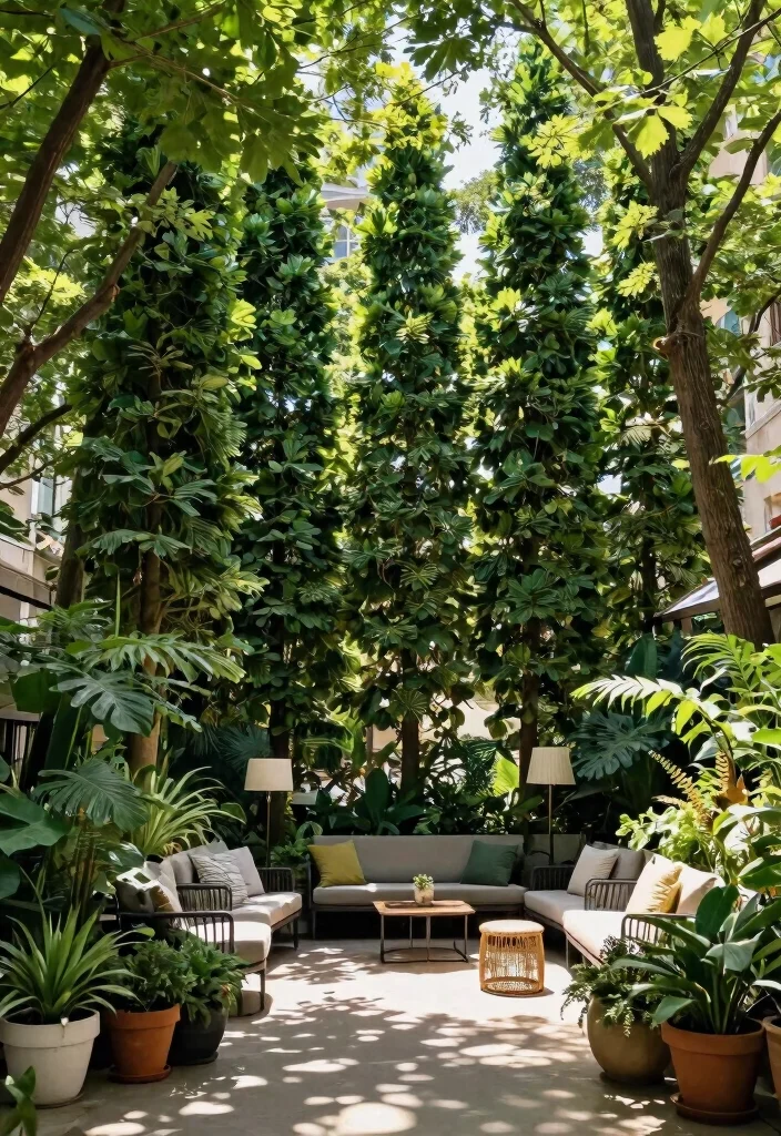 15 Patio Privacy Ideas for a Secluded and Relaxing Outdoor Space - 14. Privacy Trees 1