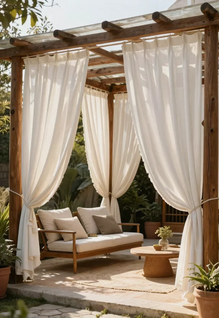 15 Patio Privacy Ideas for a Secluded and Relaxing Outdoor Space - 4. Outdoor Curtains 1