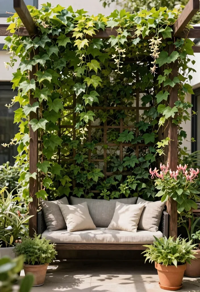 15 Patio Privacy Ideas for a Secluded and Relaxing Outdoor Space - 5. Trellis with Climbing Vines 1