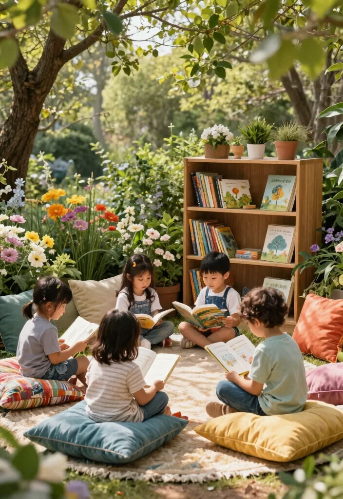 18 Kids Backyard Ideas for Hours of Outdoor Fun and Play - 11. Nature-Themed Storytime Corner 1