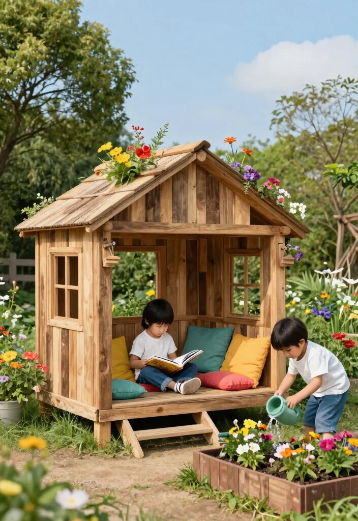18 Kids Backyard Ideas for Hours of Outdoor Fun and Play - 2. Eco-Friendly Playhouse 1