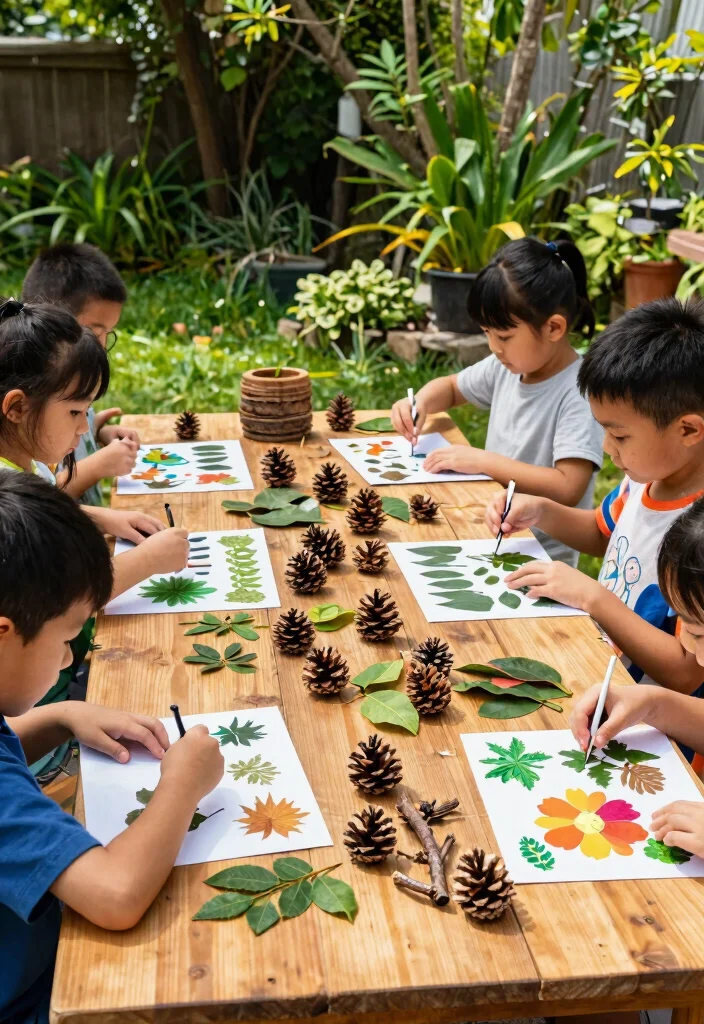 18 Kids Backyard Ideas for Hours of Outdoor Fun and Play - 4. DIY Nature Craft Station 1