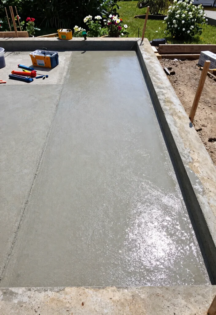 12 Above Ground Pool Leveling Ideas to Get a Perfectly Flat Base 7 12 Above Ground Pool Leveling Ideas to Get a Perfectly Flat Base - 7. DIY Concrete Slab 1