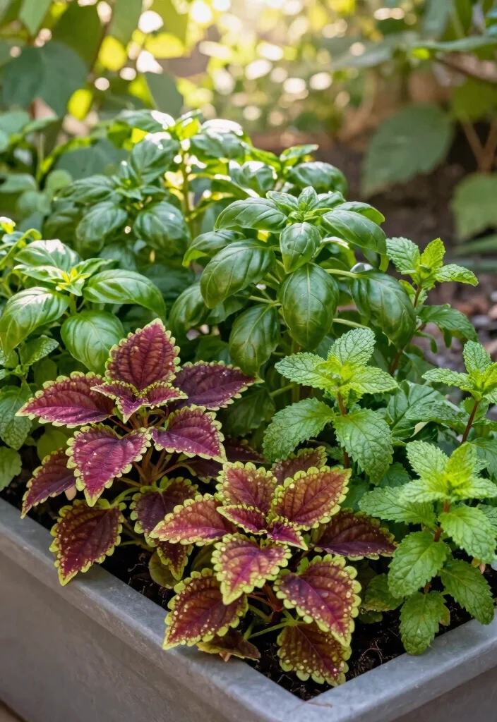12 Coleus Planter Ideas for Bold Color in Any Outdoor Space 11 12 Coleus Planter Ideas for Bold Color in Any Outdoor Space - 11. Edible and Ornamental Mix 1