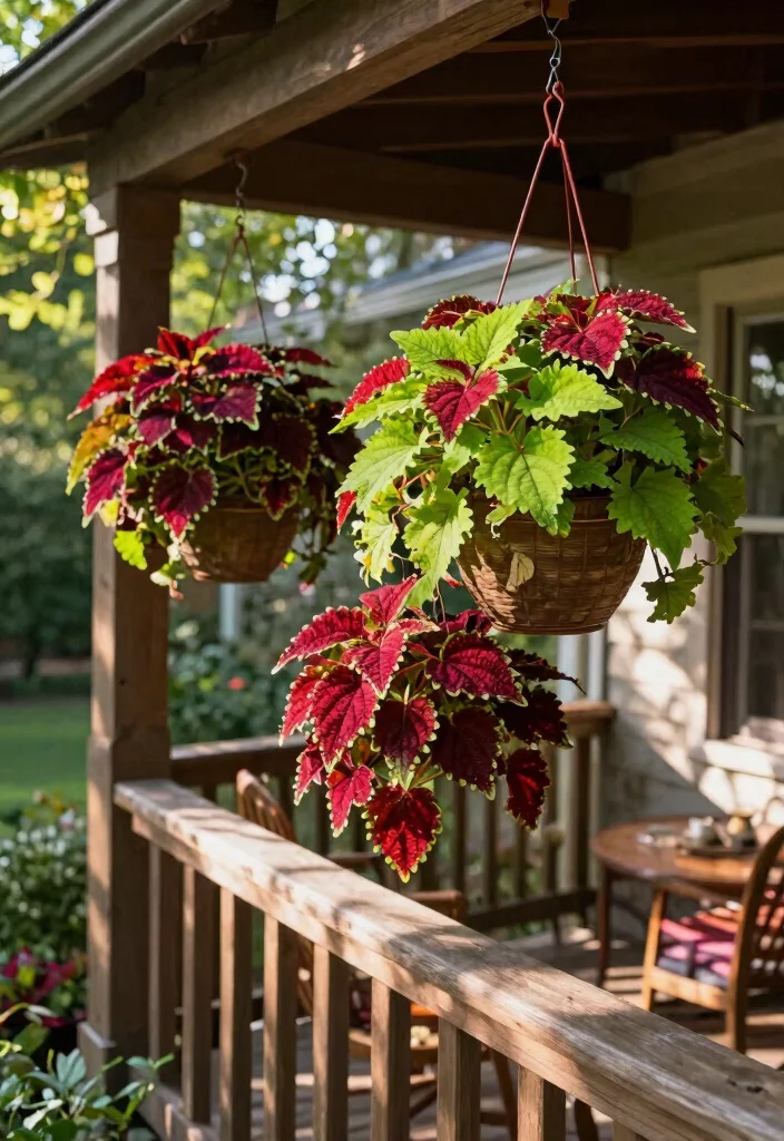 12 Coleus Planter Ideas for Bold Color in Any Outdoor Space 2 12 Coleus Planter Ideas for Bold Color in Any Outdoor Space - 2. Hanging Baskets of Coleus 1