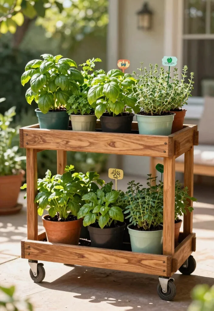 12 Garden Cart Ideas to Haul and Organize Your Outdoor Tools 1 12 Garden Cart Ideas to Haul and Organize Your Outdoor Tools - 1. Vertical Herb Garden Cart 1