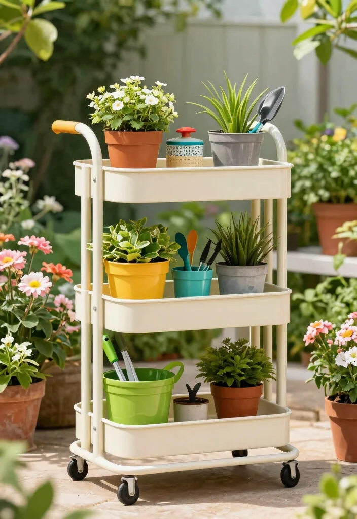 12 Garden Cart Ideas to Haul and Organize Your Outdoor Tools 2 12 Garden Cart Ideas to Haul and Organize Your Outdoor Tools - 2. Multi-Tiered Utility Cart 1