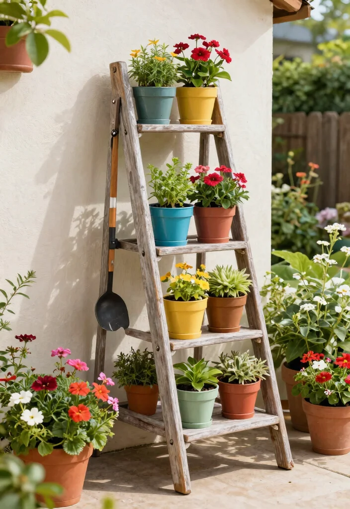 12 Garden Cart Ideas to Haul and Organize Your Outdoor Tools 6 12 Garden Cart Ideas to Haul and Organize Your Outdoor Tools - 6. DIY Ladder Garden Cart 1