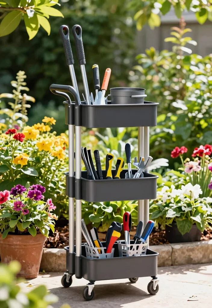 12 Garden Cart Ideas to Haul and Organize Your Outdoor Tools 9 12 Garden Cart Ideas to Haul and Organize Your Outdoor Tools - 9. Vertical Tool Storage Cart 1