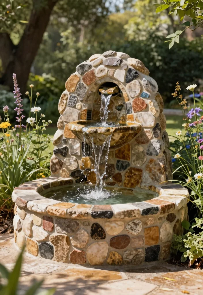 12 Mosaic Water Fountain Ideas for a Colorful Garden Focal Point 3 12 Mosaic Water Fountain Ideas for a Colorful Garden Focal Point - 3. Rustic Charm 1