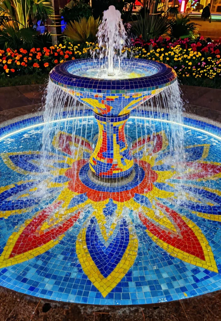 12 Mosaic Water Fountain Ideas for a Colorful Garden Focal Point 4 12 Mosaic Water Fountain Ideas for a Colorful Garden Focal Point - 4. Colorful Tile Mosaics 1