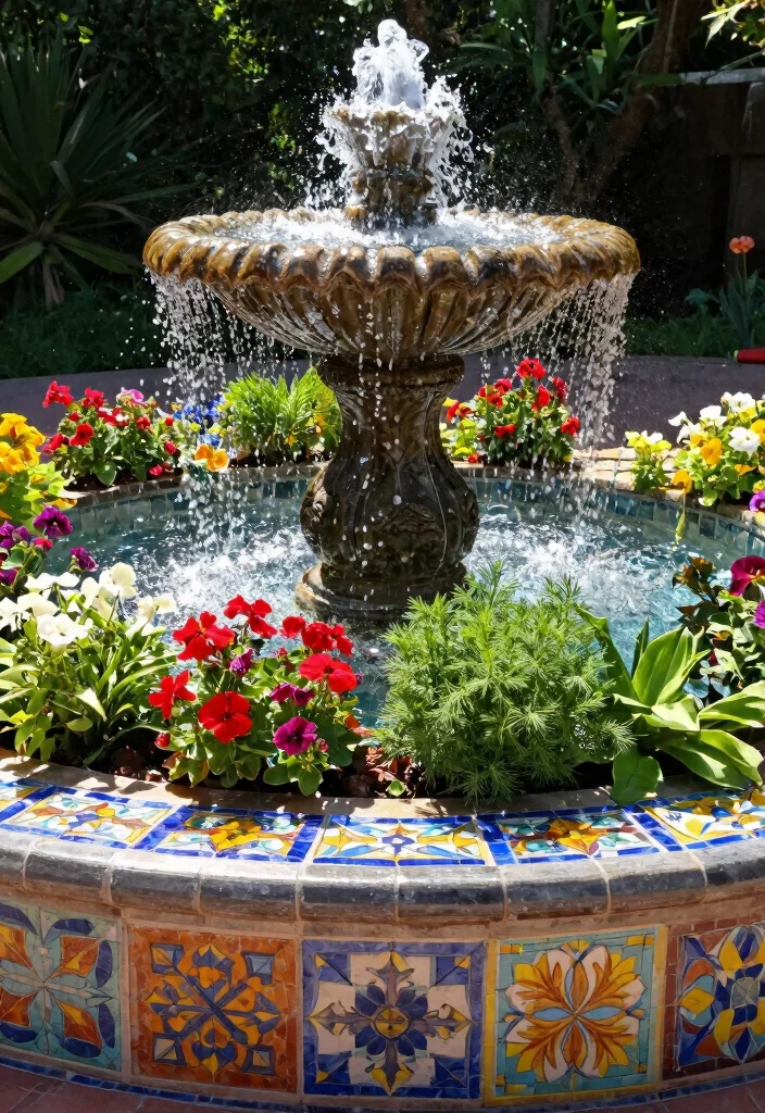 12 Mosaic Water Fountain Ideas for a Colorful Garden Focal Point 7 12 Mosaic Water Fountain Ideas for a Colorful Garden Focal Point - 7. Creative Planter Fountains 1