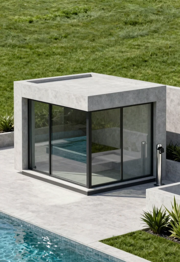 12 Pool Pump House Ideas That Keep Equipment Hidden and Accessible 2 12 Pool Pump House Ideas That Keep Equipment Hidden and Accessible - 2. Contemporary Clean Lines 1