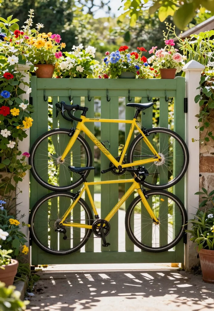 12 Road Bike Storage Ideas That Keep Your Bike Safe and Display-Ready 10 12 Road Bike Storage Ideas That Keep Your Bike Safe and Display-Ready - 10. Garden Gate Bike Parking 1
