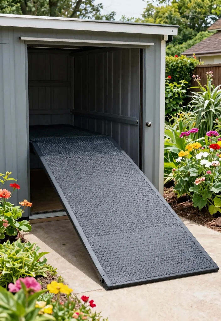 12 Storage Shed Ramp Ideas for Easy Access With Heavy Equipment 12 12 Storage Shed Ramp Ideas for Easy Access With Heavy Equipment - 12. Reinforced Rubber Ramps for Added Durability 1