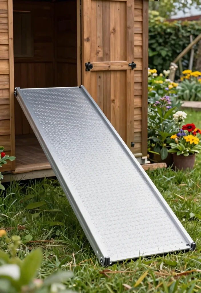 12 Storage Shed Ramp Ideas for Easy Access With Heavy Equipment 2 12 Storage Shed Ramp Ideas for Easy Access With Heavy Equipment - 2. Metal Ramp for Heavy-Duty Use 1
