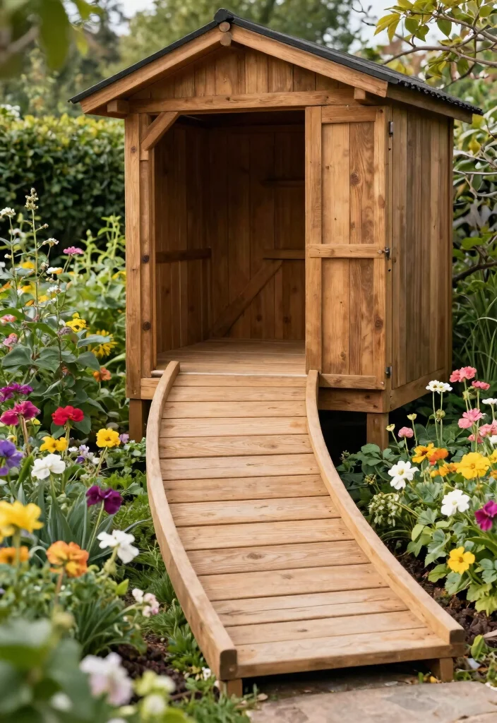 12 Storage Shed Ramp Ideas for Easy Access With Heavy Equipment 4 12 Storage Shed Ramp Ideas for Easy Access With Heavy Equipment - 4. Curved Ramp for Aesthetic Appeal 1