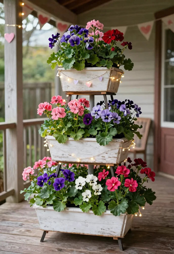 12 Valentine Outdoor Planter Ideas for a Romantic Front Porch Display 3 12 Valentine Outdoor Planter Ideas for a Romantic Front Porch Display - 3. Tiered Planter Stands 1