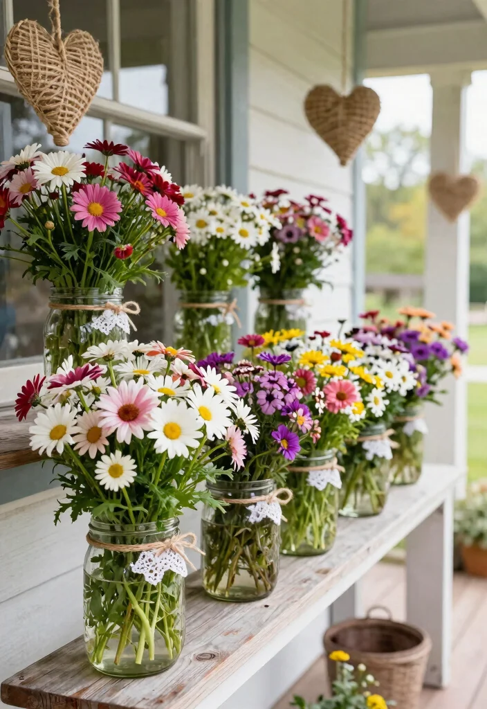 12 Valentine Outdoor Planter Ideas for a Romantic Front Porch Display 4 12 Valentine Outdoor Planter Ideas for a Romantic Front Porch Display - 4. Mason Jar Planters 1