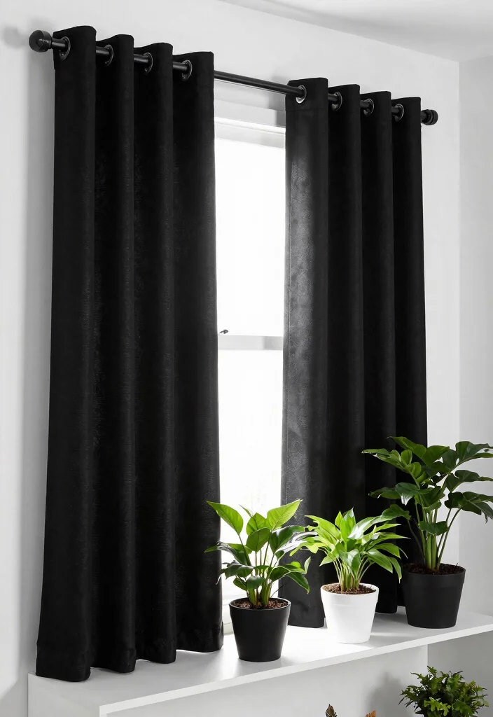14 Box Window Curtain Ideas for a Clean and Polished Look 3 14 Box Window Curtain Ideas for a Clean and Polished Look - 3. Minimalistic Monochrome 1