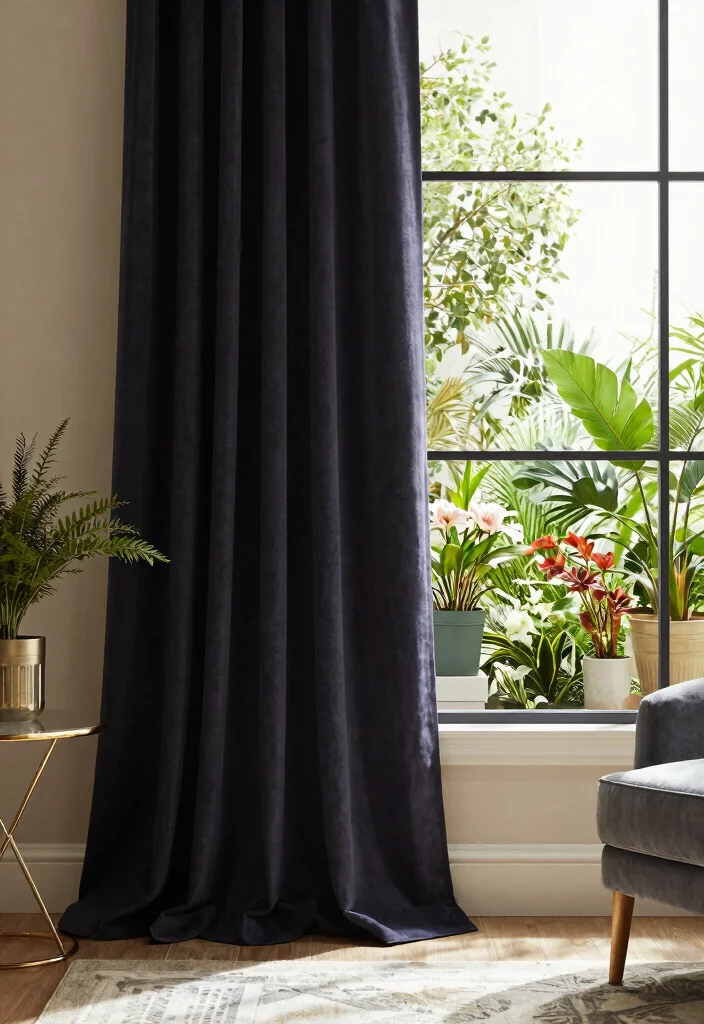 14 Box Window Curtain Ideas for a Clean and Polished Look 9 14 Box Window Curtain Ideas for a Clean and Polished Look - 9. Dramatic Floor-Length Curtains 1