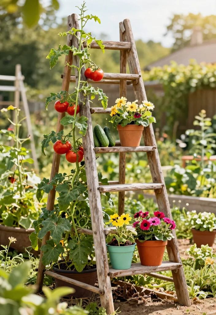 14 Cheap Trellis Ideas That Look Far More Expensive Than They Are 7 14 Cheap Trellis Ideas That Look Far More Expensive Than They Are - 7. Ladder Trellis 1