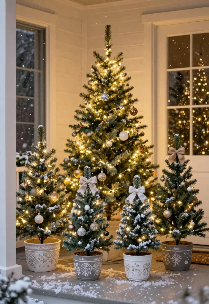 14 Christmas Flower Pot Ideas for a Festive Front Porch Display - 14. Miniature Christmas Trees in Pots 1